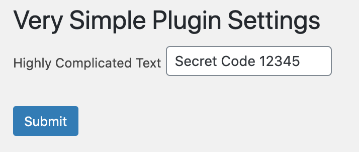 Setting a secret code in our new WordPress Plugin